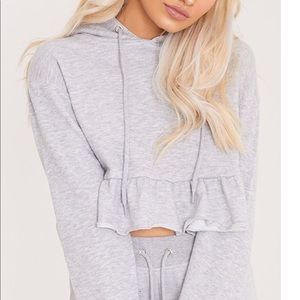 Grey frill hoodie